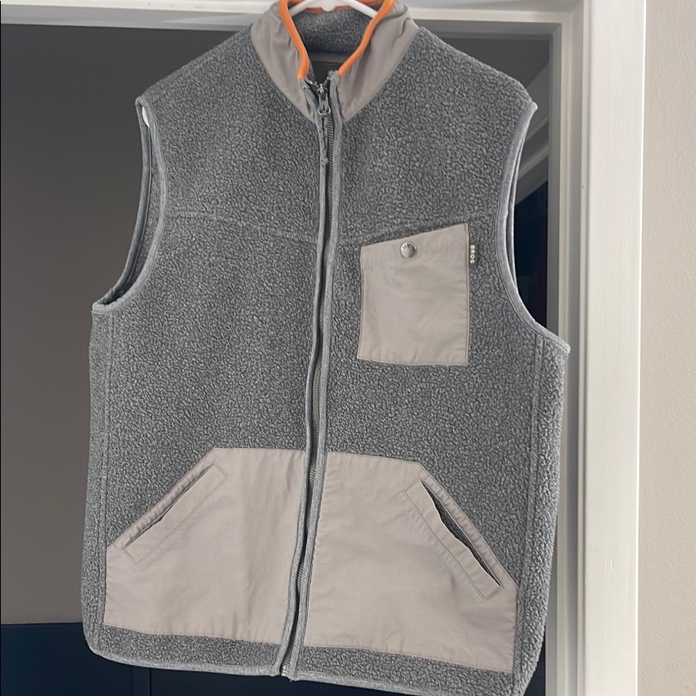 Gray and Cream Fleece Vest